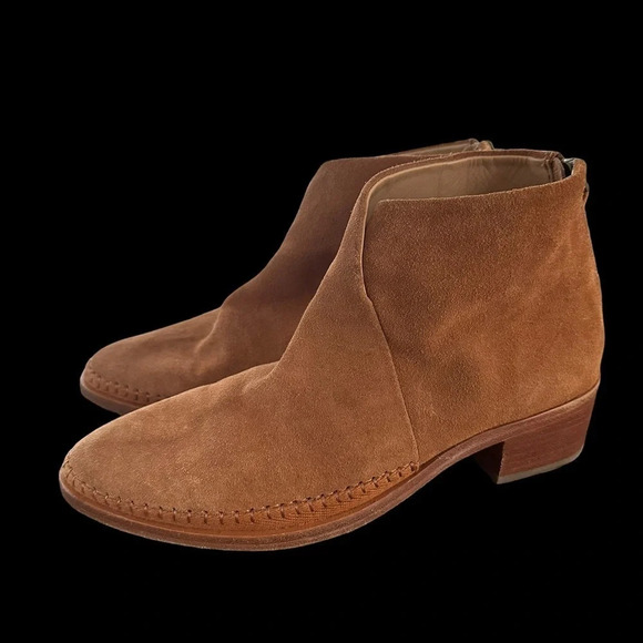Soludos size 8 Venetian Brown Suede Leather Ankle Boots Booties Western Zip Up - Picture 1 of 7